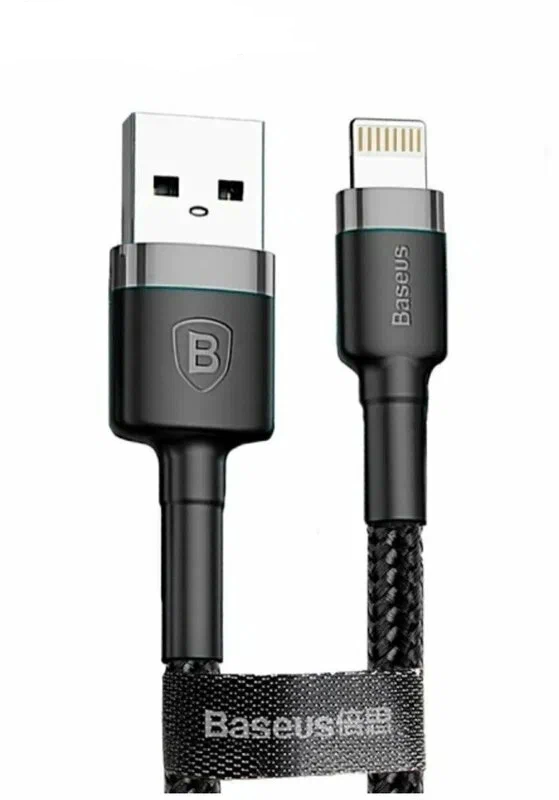 Кабель Baseus Cafule Lightning 2м черный-серый (CALKLF-CG1)