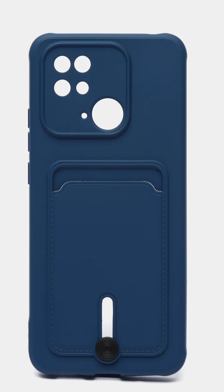 Накладка Sof touch с кармашком для Xiaomi Redmi 10C синяя